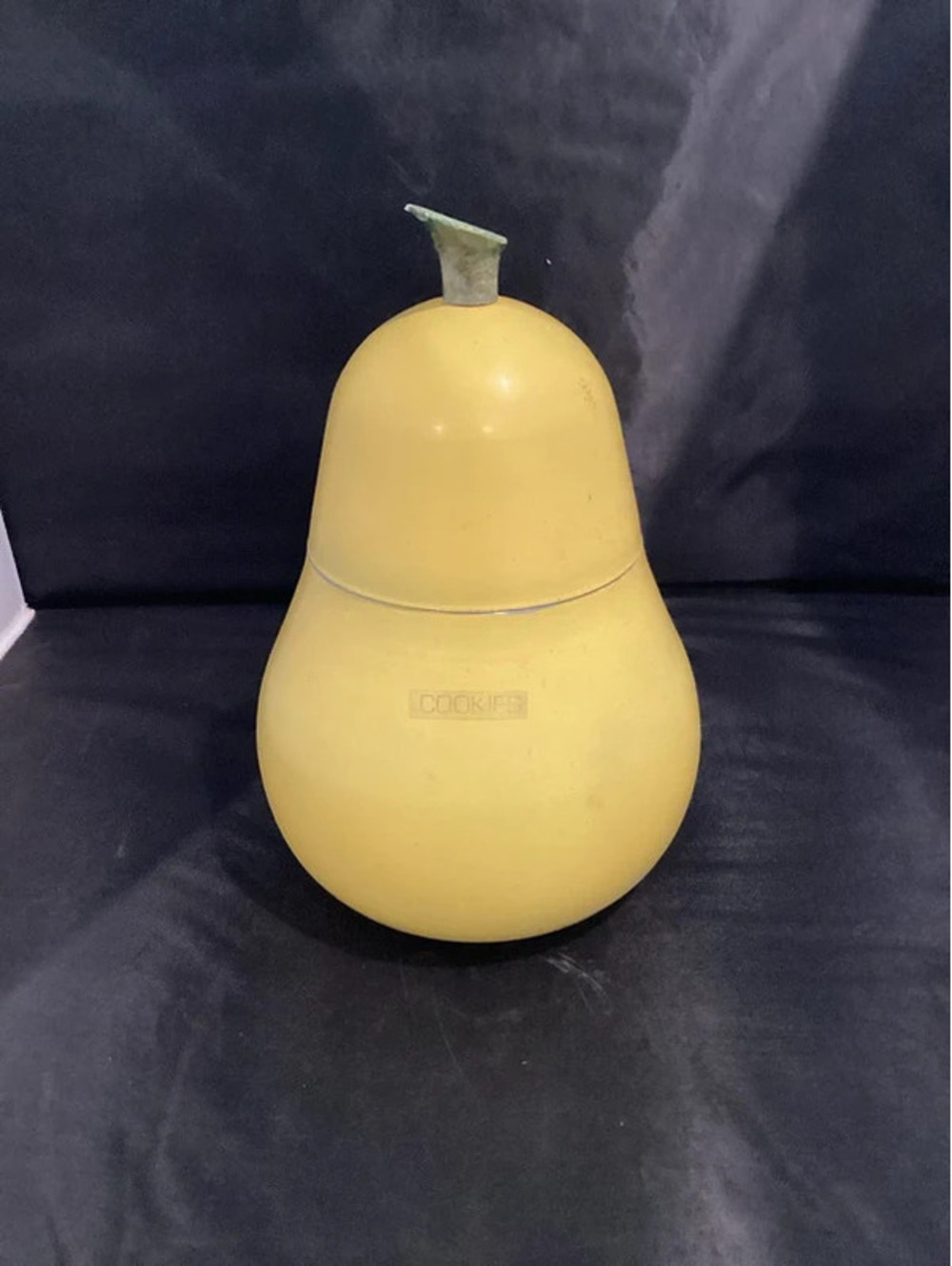 Vintage 11” Aluminum Yellow Pear Shaped Cookie Jar